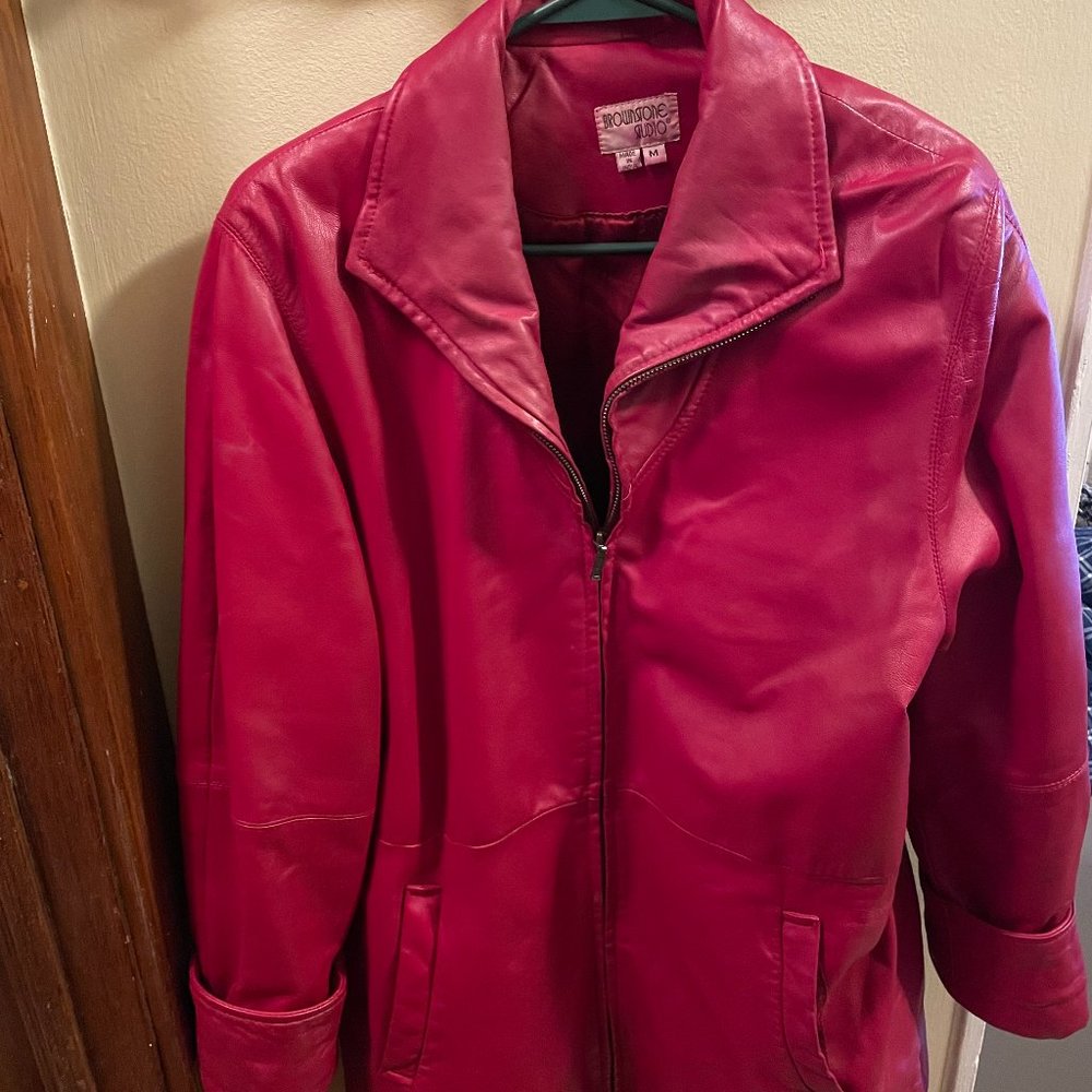 Lightly Used! Red Leather Jacket by Brownstone Studio  Size Medium